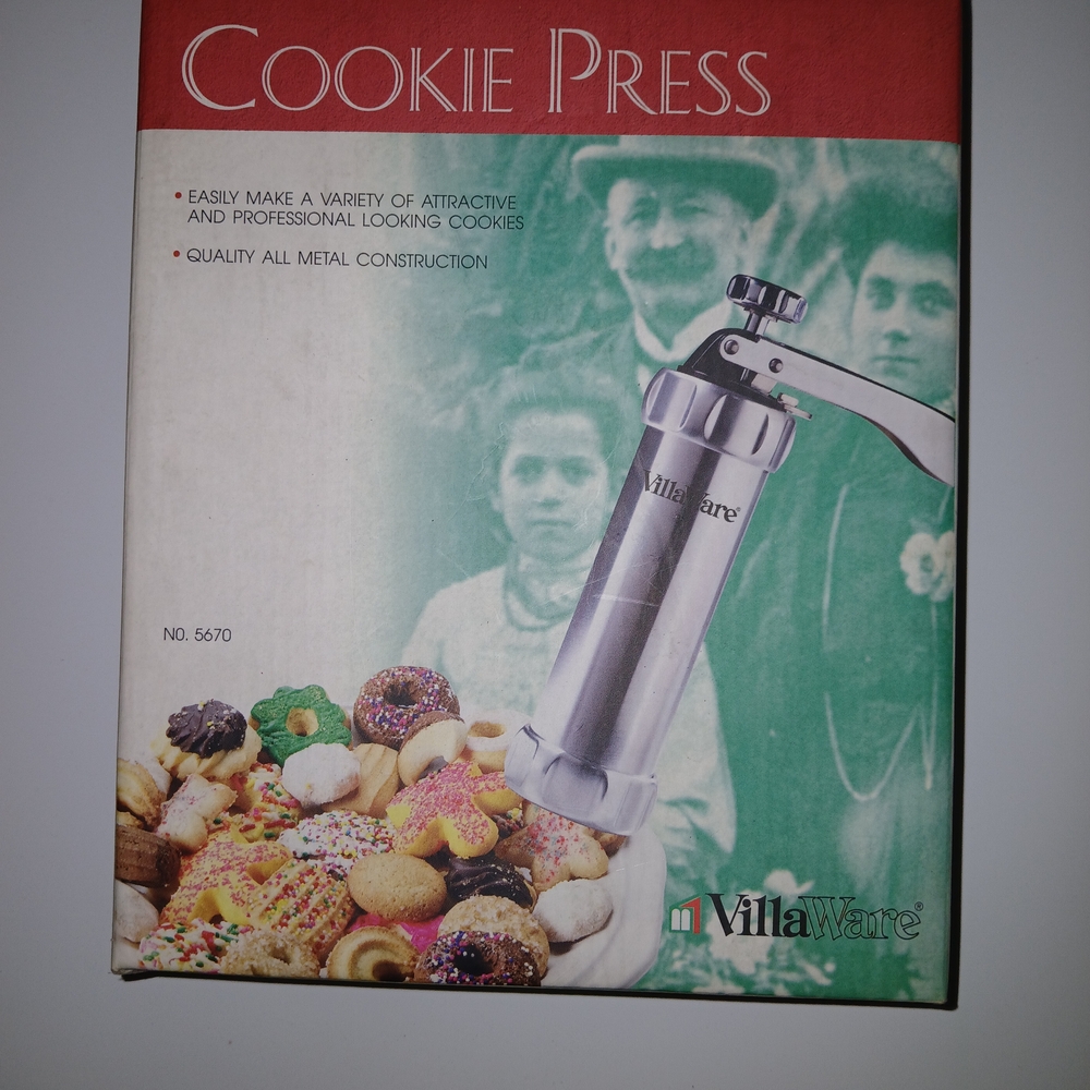 NEW IN BOX CHROME PLATED COOKIE PRESS